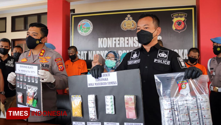 Satnarkoba Polres Majalengka menggelar konferensi pers terkait tindak pidana Narkotika. (Foto: Jaja Sumarja/TIMES Indonesia)