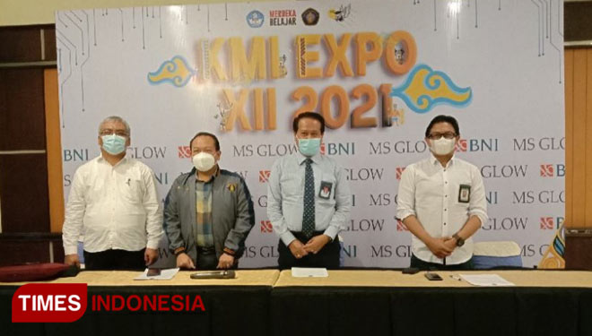 Suasana press conference pelaksanaan Kewirausahaan Mahasiswa Indonesia (KMI) Expo XII 2021 di Universitas Brawijaya. (Foto: Naufal Ardiansyah/TIMES Indonesia)