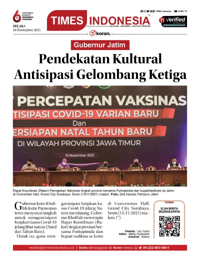 Edisi Selasa, 16 November 2021: E-Koran, Bacaan Positif Masyarakat 5.0