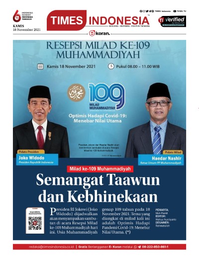 Edisi Kamis, 18 November 2021: E-Koran, Bacaan Positif Masyarakat 5.0 