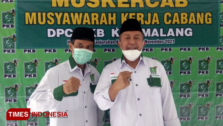 Ketua DPC PKB Kabupaten Malang Ir HM Kholiq ketika Muskercab. (Foto: Binar Gumilang/TIMES Indonesia).