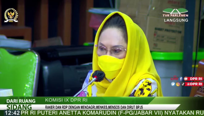 Anggota Komisi IX DPR RI Dewi Asmara - FOTO: tangkapan layar YouTube @Komisi IX DPR RI