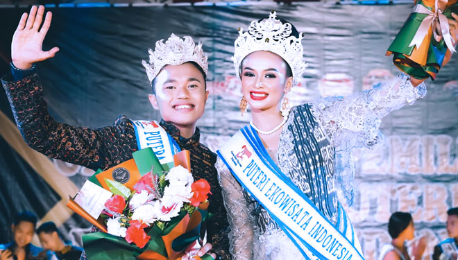 Putera Ekowisata Indonesia 2021 Adi Satriya (Jawa Timur) bersama Puteri Ekowisata Indonesia 2021 Yalendini Evaline Nomleny (NTT). (Foto: Dok. Pribadi for TIMES Indonesia)