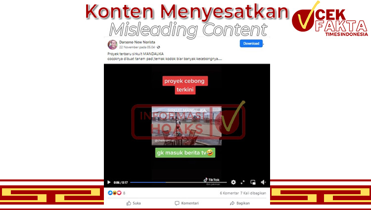 Klaim yang menyebutkan media televisi tidak memberitakan peristiwa genangan air di Sirkuit Mandalika.