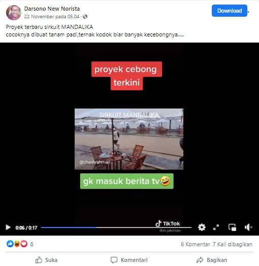 cek fakta Genangan Air di Sirkuit Mandalika