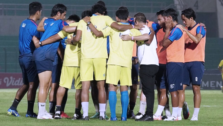 Tim Arema FC saat bersiap menjalani pertandingan Liga 1 2021 (Sumber foto: media officer Arema FC)