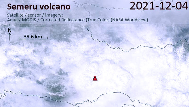 Citra satelit gunung berapi Semeru pada 4 Desember 2021. (FOTO: Vulcanoes Discovery)
