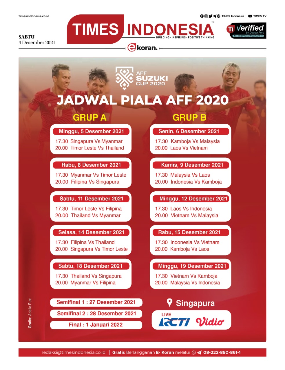 Jadwal timnas indonesia aff 2021