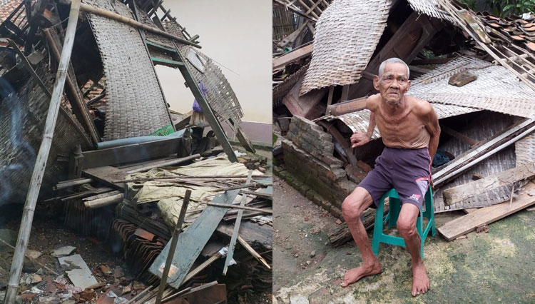 Rumah Lansia 80 Tahun di Indramayu Ambruk Diterjang Hujan Deras