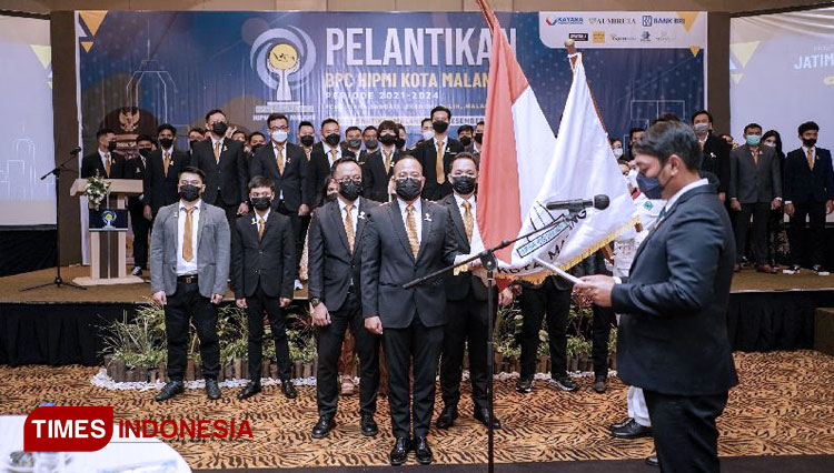 Prosesi pelantikan BPC HIPMI Kota Malang periode 2021-2024 di Hotel Santika Malang. (FOTO: Dok. HIPMI for TIMES Indonesia)