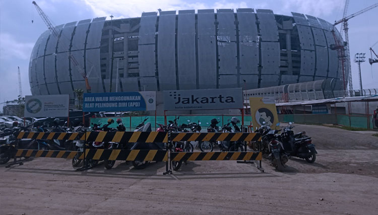Jakarta International Stadium atau JIS yang kini terus dikerjakan. (FOTO: Moh Ramli/TIMES Indonesia)