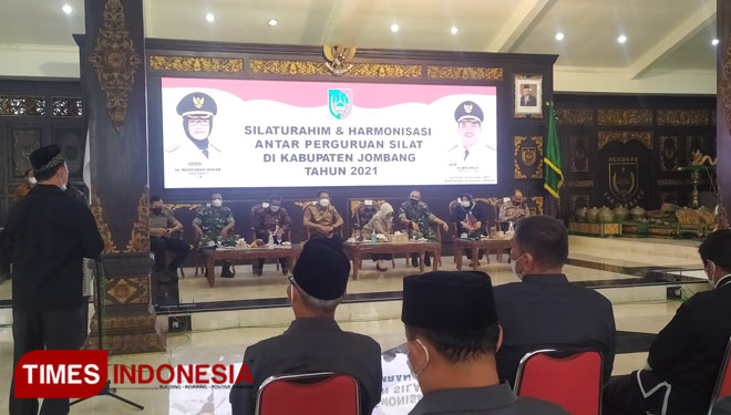 Suasana silaturahim Pemkab Jombang dengan perguruan silat di Jombang (FOTO : Rohmadi/TIMES Indonesia)
