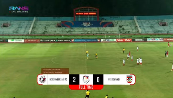Persewangi Banyuwangi kalah 2-0 melawan NZR Sumbersari (Foto: Tangkapan layar)