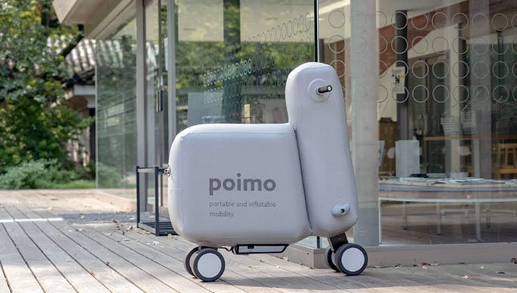 Poimo, Motor Skuter Tiup Jepang yang Bisa Dilipat Menjadi Tas Ransel