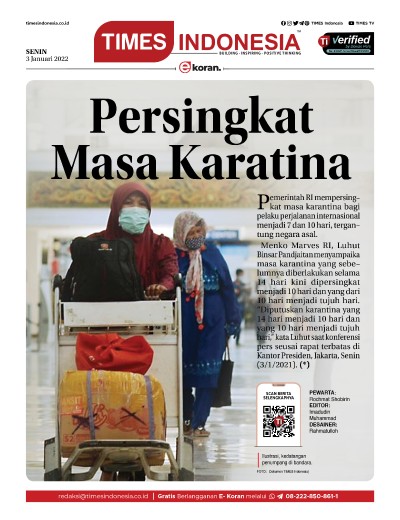 Edisi Senin, 3 Januari 2022: E-Koran, Bacaan Positif Masyarakat 5.0