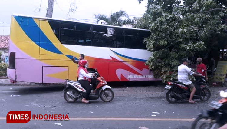 Bus Borobudur Seruduk Lima Kendaraan di Probolinggo