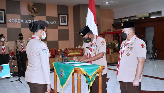 GKR Mangkubumi Lantik Danrem 072/Pamungkas sebagi Ketua Majelis Pembimbing Saka Wira Kartika Tingkat Daerah