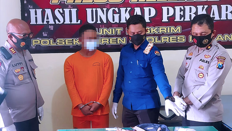 Polsek Turen ketika rilils pelaku pencurian kotak amal. (Foto: Humas Polres Malang for TIMES Indonesia)
