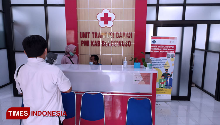 Gedung Unit Transfusi Darah Palang Merah Indonesia (UTD PMI) Kabupaten Bondowoso yang baru. (FOTO: Moh Bahri/TIMES Indonesia)