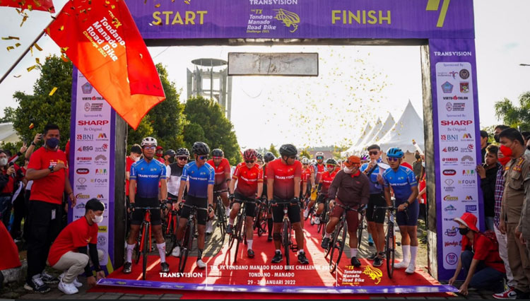 Usung Sport Tourism, Transvision Gandeng Virtuathlon Selenggarakan The TX Tondano Manado Road Bike Challenge 2021