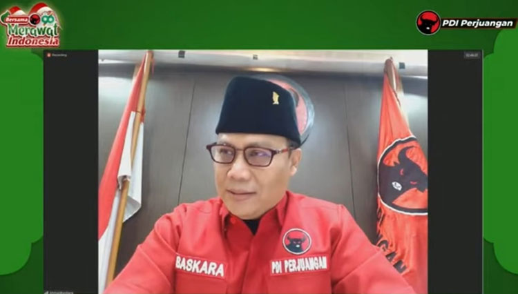 Ketua DPP PDI Perjuangan Ahmad Basarah dalam acara peringatan Harlah ke-96 NU. (FOTO: Tangkapan Layar)