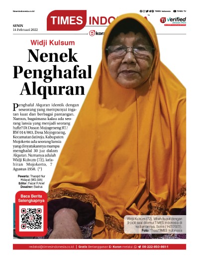 Edisi Senin, 14 Februari 2021: E-Koran, Bacaan Positif Masyarakat 5.0
