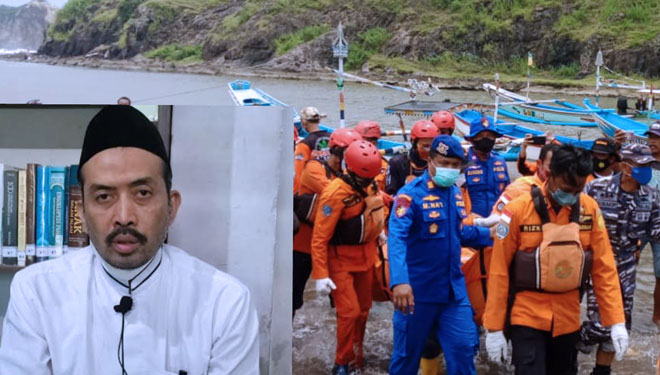 Abdul Haris, Ketua MUI Jember beserta pihaknya yang melakukan kajian terhadap kelompok Tunggal Jati Nusantara, penyelenggara ritual maut di Pantai Payangan. (Foto: dok TIN)